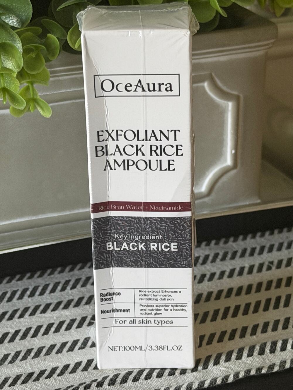 OceAura Exfoliant Black Rice Ampoule 100ml / 3.38 fl oz - Brand New Sealed
